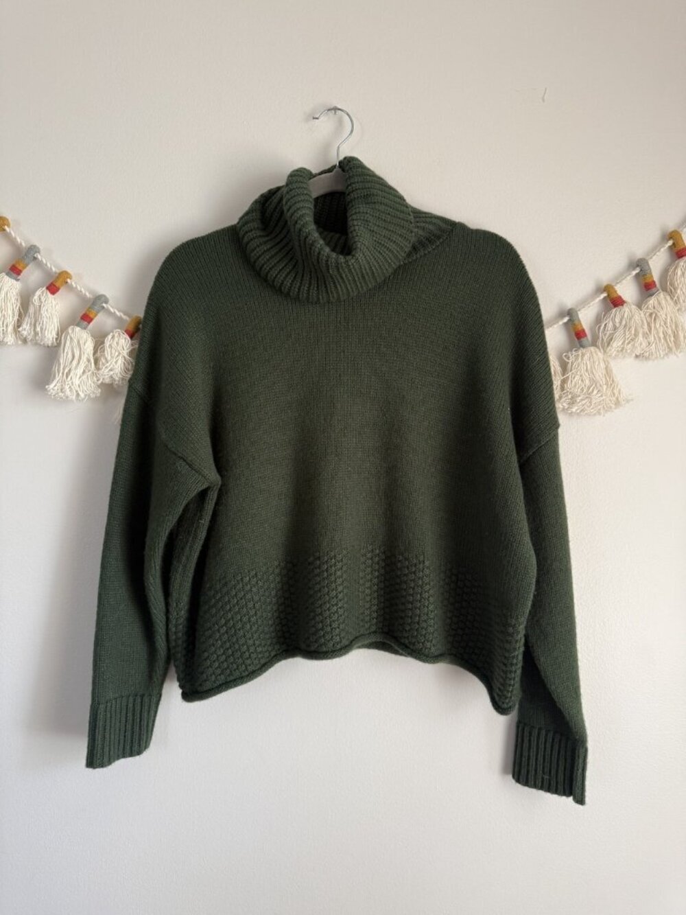 Madewell Sadler Merino Wool Blend Turtleneck Knit Sweater Deep Forest Green Cozy